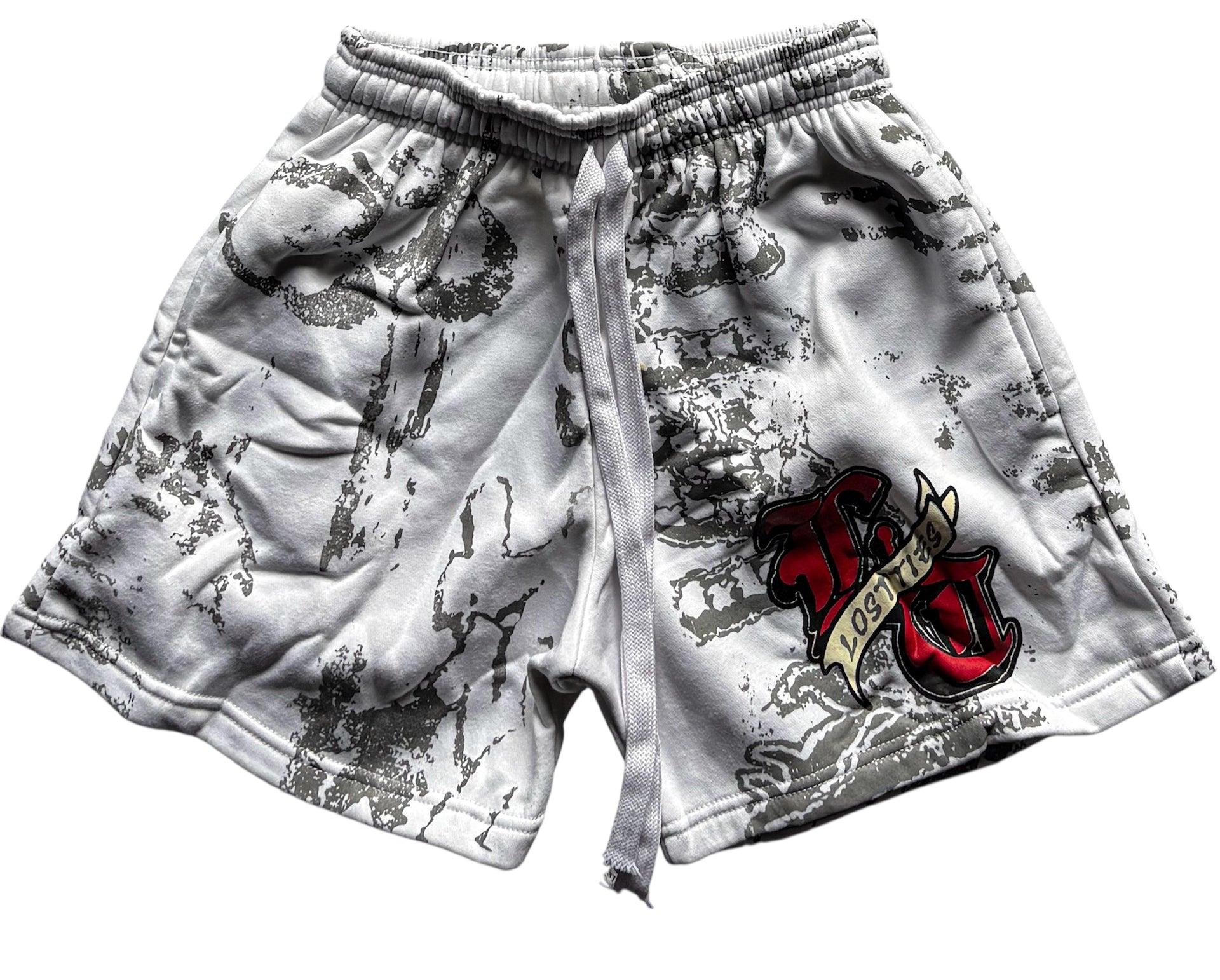 WHITE GRAFFITI SHORTS