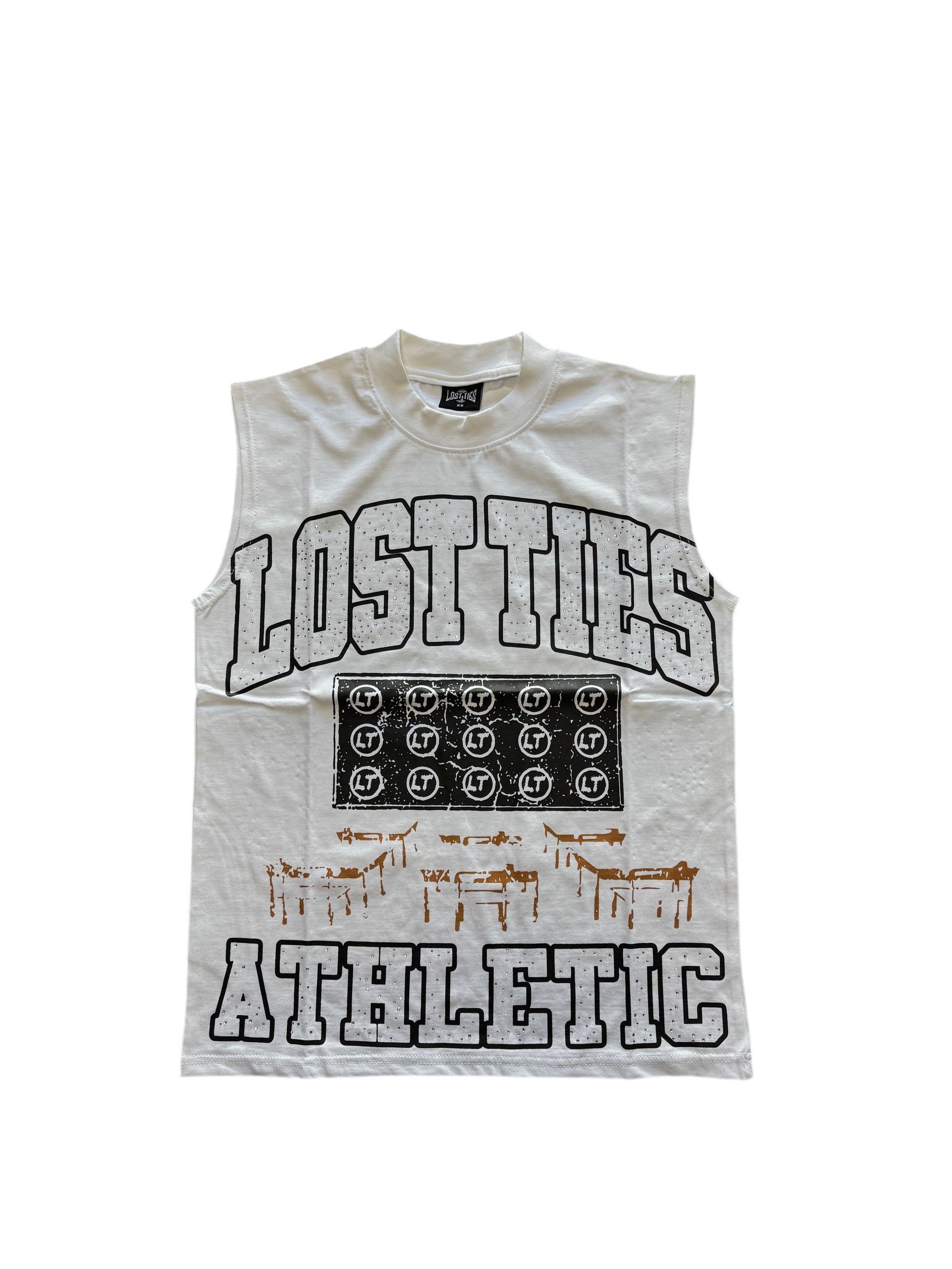 WHITE SLEEVLESS SHIRT